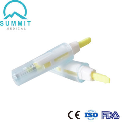 Single Use Safety Lancet with Auto Prick Mechanism 26G 1.8mm Yellow