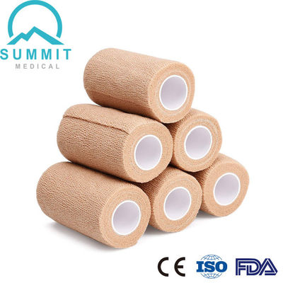4 Inches X 5 Yards Tan Elastic Cohesive Bandage NonWoven Self Adhesive