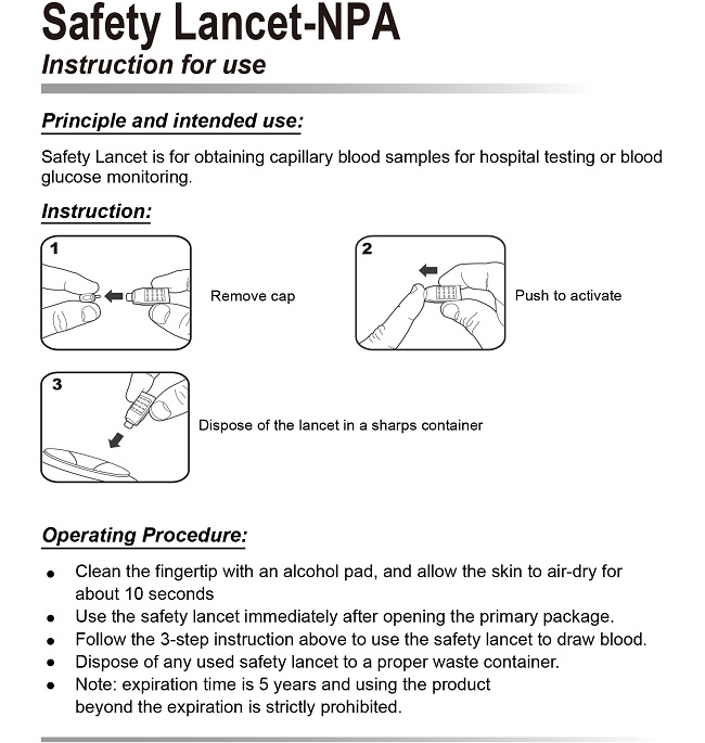 One Time Use Auto Safety Blood Lancet 21G 2.2mm No Lancet Pen Needed