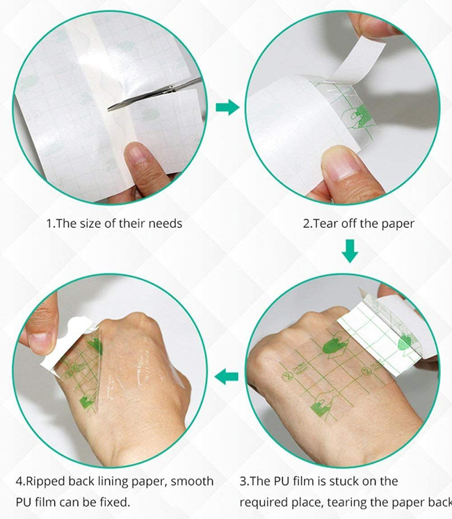 Waterproof PU Wound Dressing Roll , Acrylic Acid Adhesive Transparent