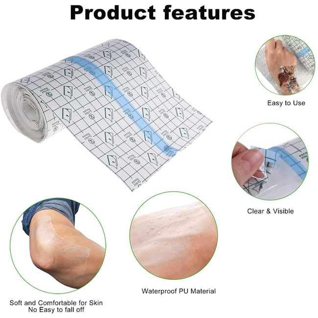 Waterproof Acrylic Acid Adhesive Wound Dressing Roll For Tattoo Aftercare