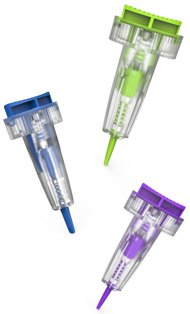 Top Push Button Activated Safety Lancet For Fingertip Blood Sampling