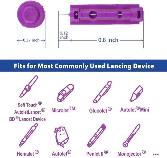 Purple Sterile Single Use Ultra Thin Lancets 30 Gauge Universal