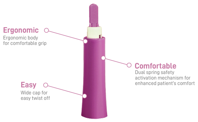 Auto Click Lancet 28G 1.8mm with Permanently Locked Out Needle for Safety