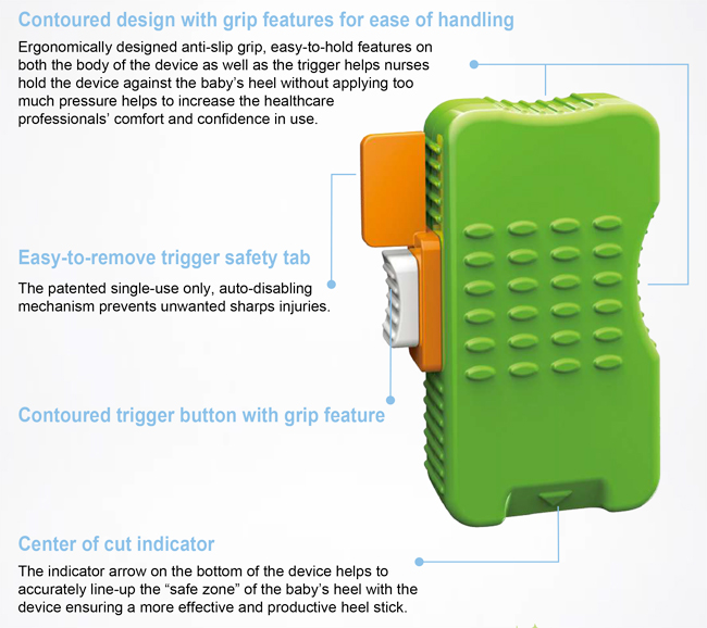 Heel Blade Safety Lancet for Newborn Screening Test, 0.85mm Depth 1